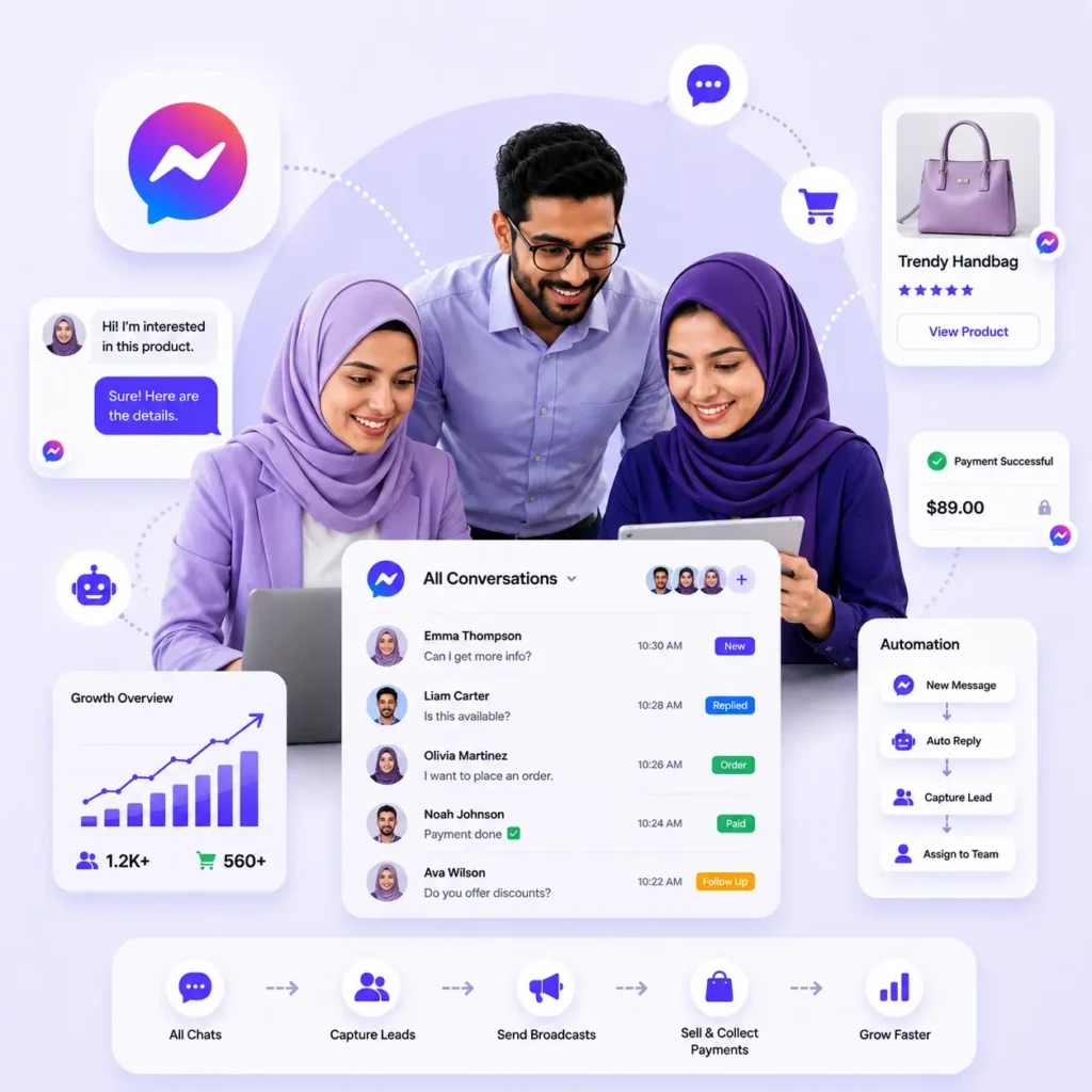 Facebook Messenger automation dashboard for business messaging
