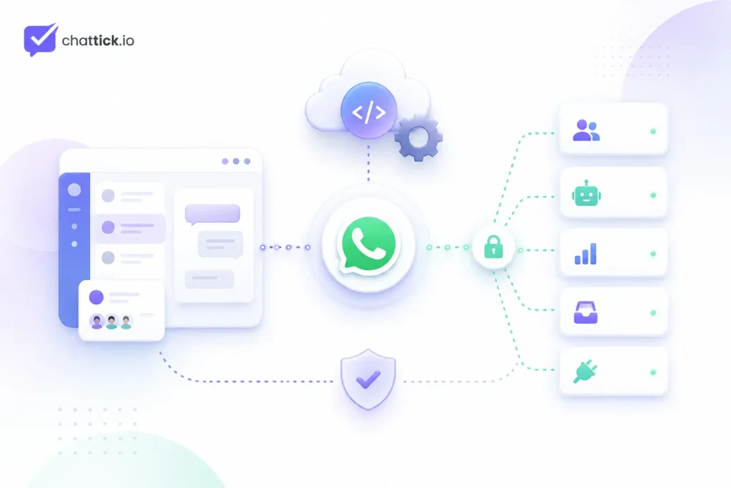 WhatsApp Business API technical integration with Cloud API, shared inbox, automation, analytics, and CRM tools