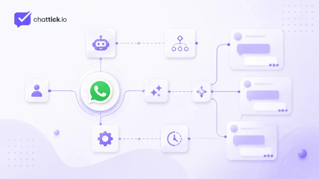 WhatsApp webhook integration connecting customer data, databases, cloud servers, applications, and analytics