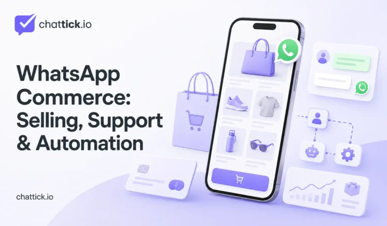 WhatsApp commerce guide showing product selling, customer support, shopping and automation workflows