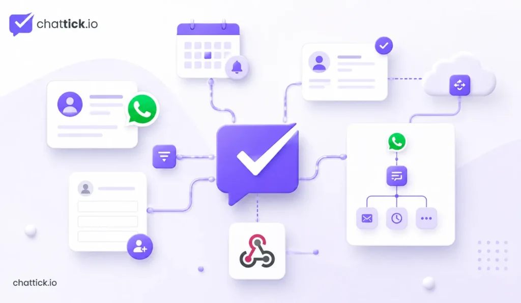 WhatsApp automation dashboard showing customer routing, shared inbox management, bot support and scheduled actions